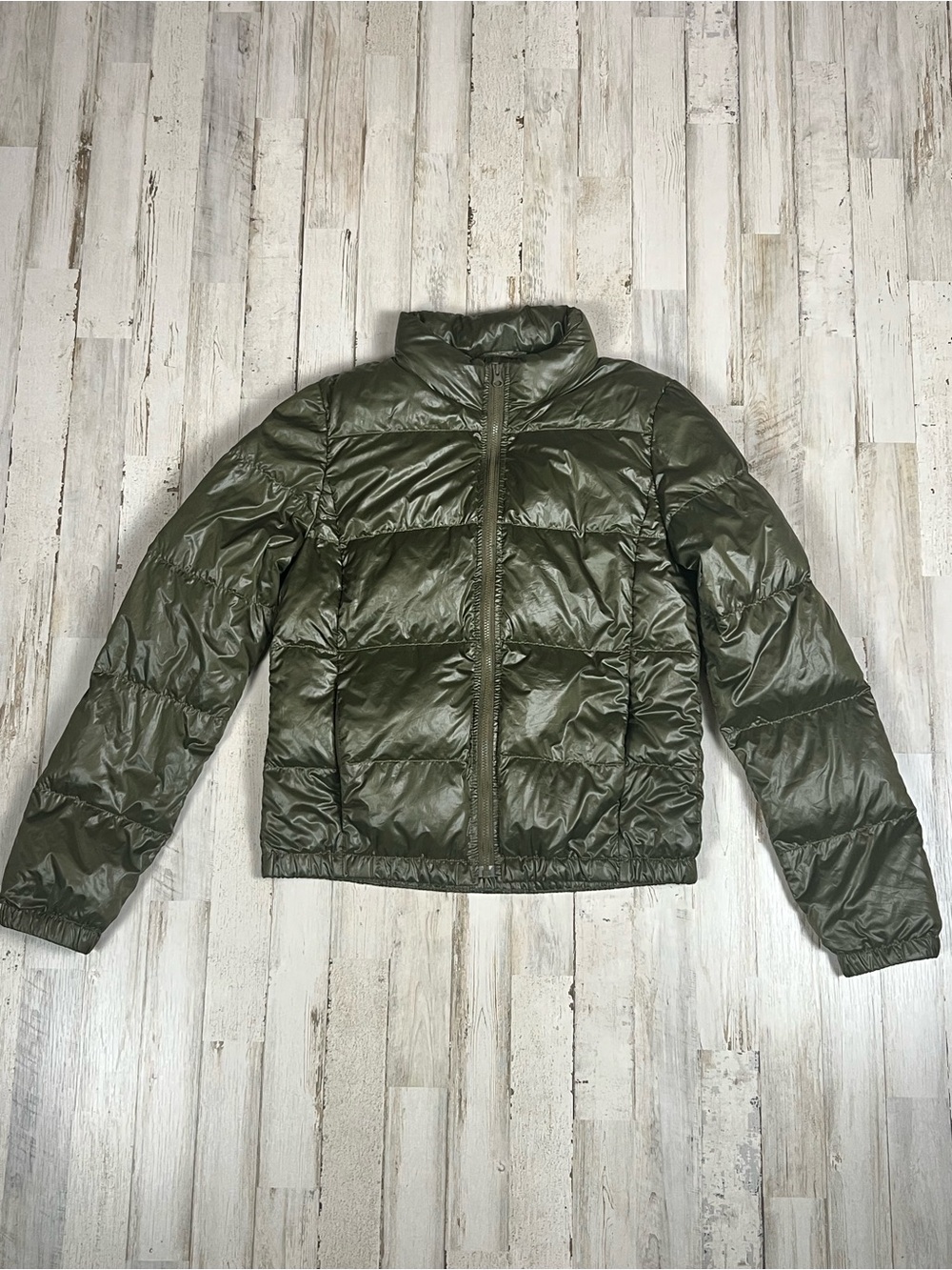 J.Crew Olive Green Down Puffer Jacket XS Lightweight Quilted Winter Coat